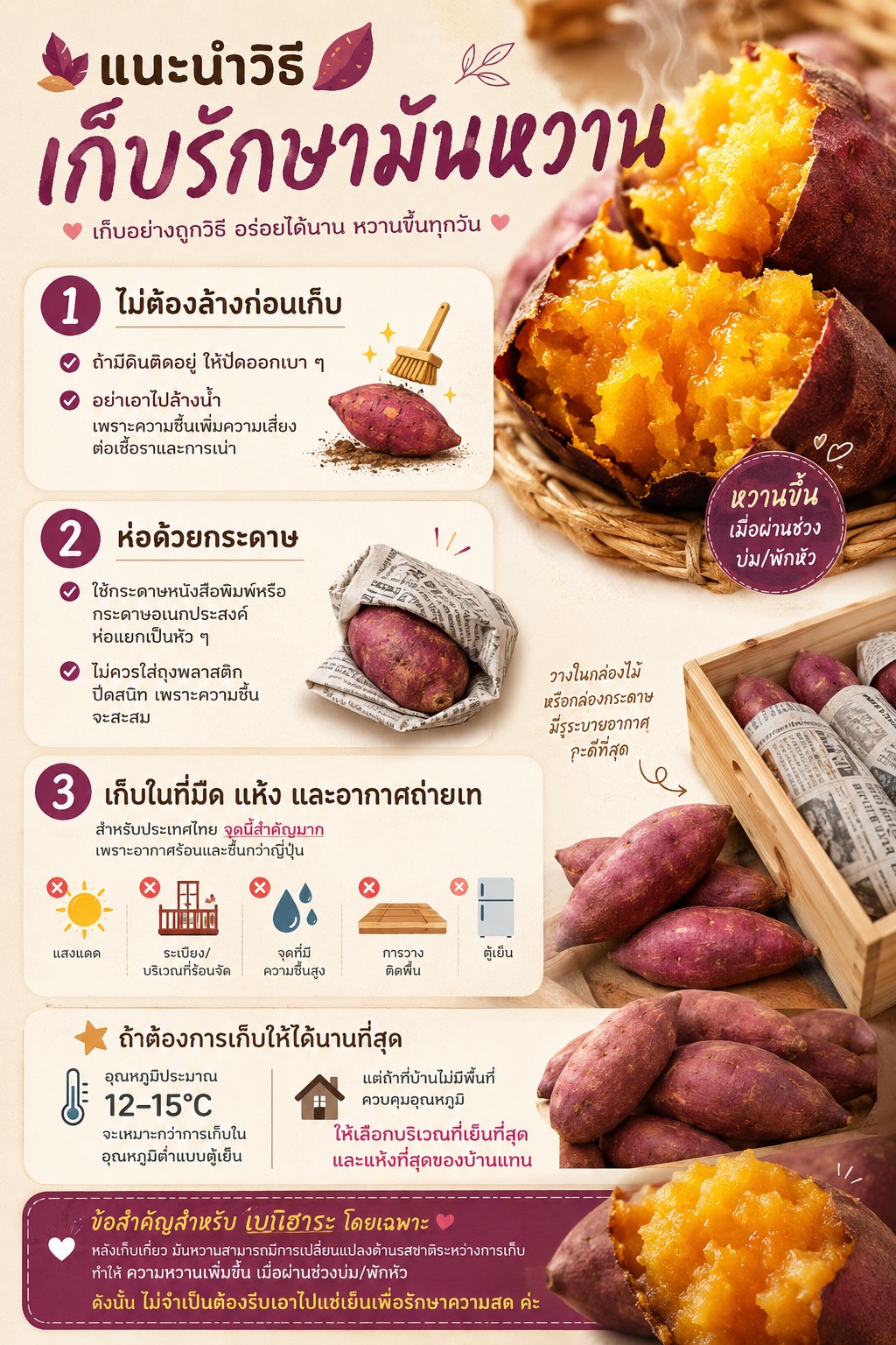 แนะนำวิธีเก็บรักษามันหวาน OKANE